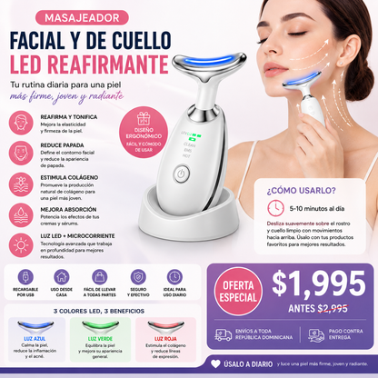 Masajeador Facial y de Cuello LED Reafirmante